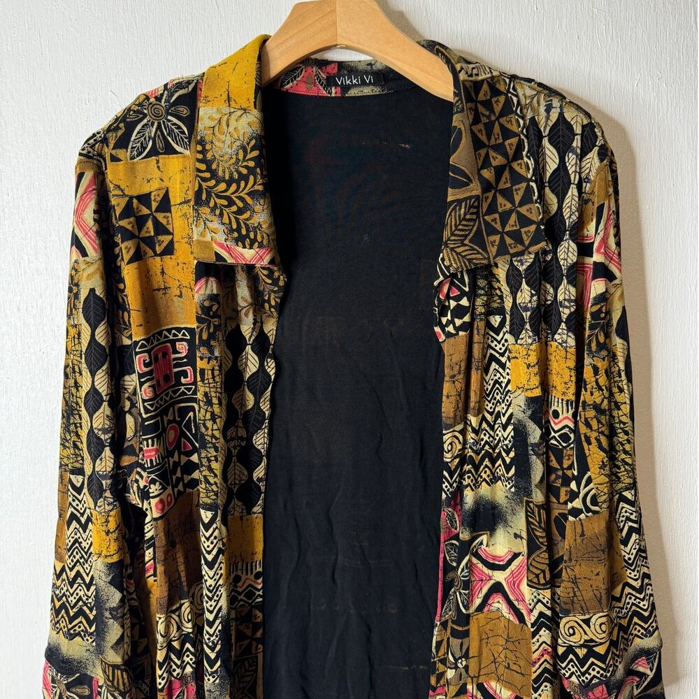 Vikki Vi Plus 2x Brown Multi Patchwork Open-Front… - image 2